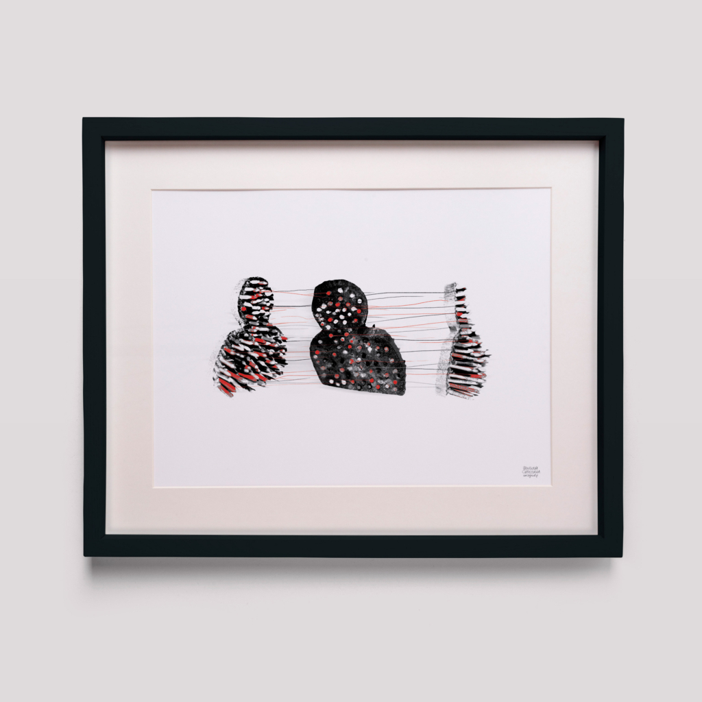 "Komercja" z cyklu Laboratorium ArtDHD, technika mieszana, 2015