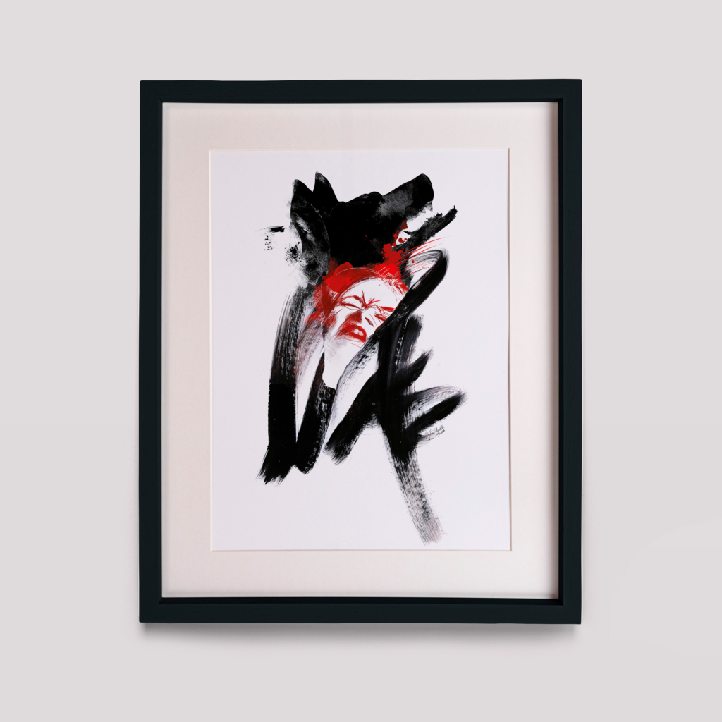 „Czerwony kapturek” z cyklu Laboratorium ArtDHD, technika mieszana, 2015
