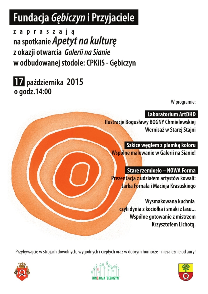 Plakat wydarzenia Apetyt na kulturę, Gębiczyn 17.10.2015