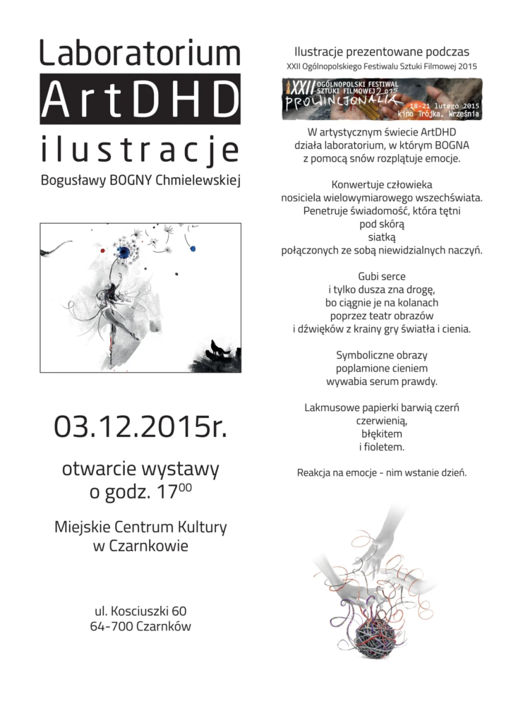 Laboratorium ArtDHD, Czarnków 2015 - plakat z opisem wystawy