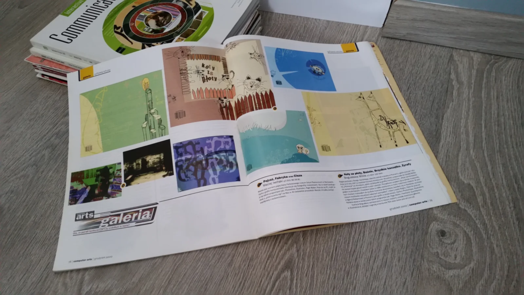 Rozkładówka Computer Arts 12/2000 z ilustracjami Bogny Bogusławy Chmielewskiej nagrodzonymi w konkursie YEA 2000